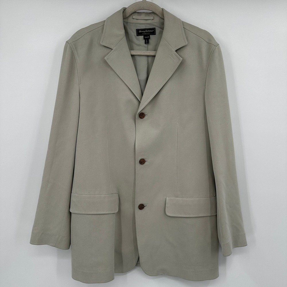 Tommy‎ Bahama Island Soft Men's Blazer Jacket Coat Light Tan Silk Small